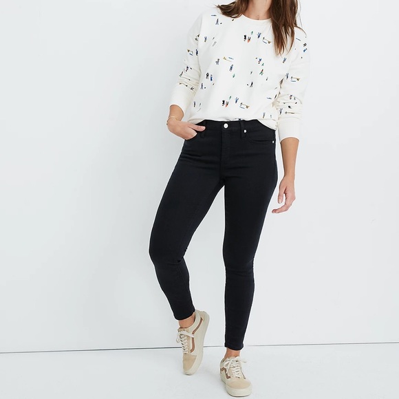Madewell Taller 9" Mid-Rise Skinny Jeans Lunar Black Wash TENCEL™ Denim 24TL - Picture 1 of 7